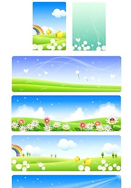 夏日風(fēng)景矢量素材