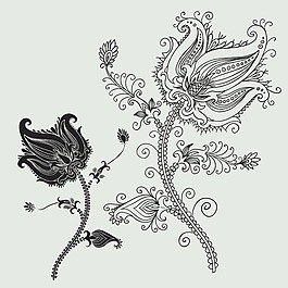 矢量素材線描歐式傳統花紋