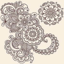 矢量線描歐式紋樣背景圖片