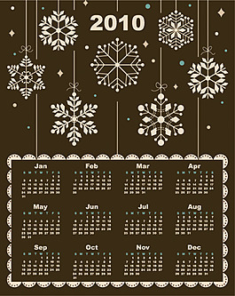 矢量精美雪花模板日歷