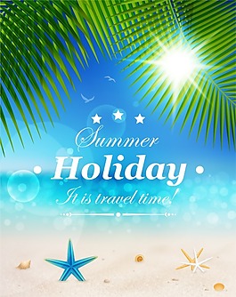 海濱夏季假日旅游海報矢量素材