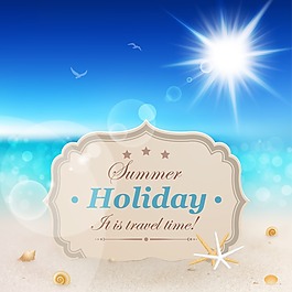 矢量海邊夏季旅游海報圖片
