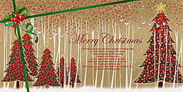 精美卡通圣誕樹(shù)插畫(huà)背景PSD