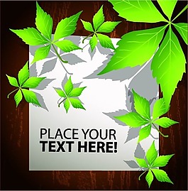 矢量綠葉主題便簽海報圖片