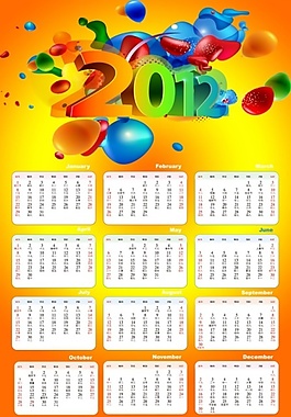 2012年日歷psd素材下載
