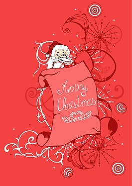 矢量圣誕老人舊紙張背景