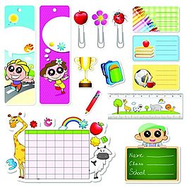 可愛學(xué)習(xí)用品設(shè)計矢量素材