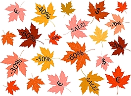 矢量秋季楓葉打折標簽設計