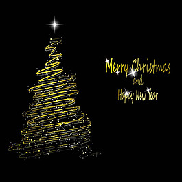 矢量線條星光圣誕樹圖片