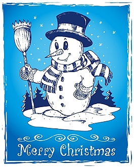 矢量素材手繪圣誕雪人圖片