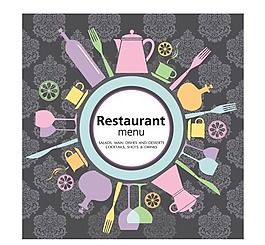 矢量复古餐饮封面图片素材