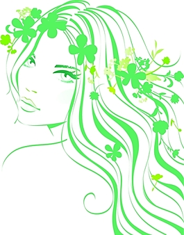時(shí)尚線描女性頭部特寫(xiě)矢量素材