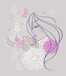 矢量素描美女图片素材
