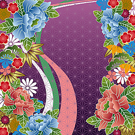 矢量日風花紋圖片素材