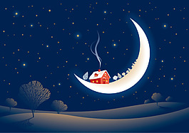 矢量圣誕節彎月圖片素材