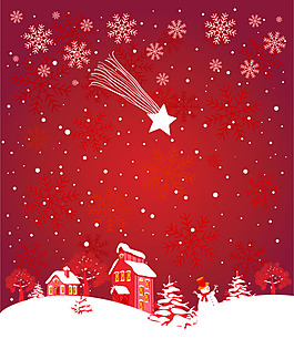 矢量圣誕紅色雪景圖片素材