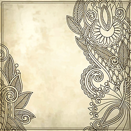 矢量歐式線描花紋圖案素材
