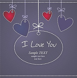 灰色條紋愛情卡片矢量素材