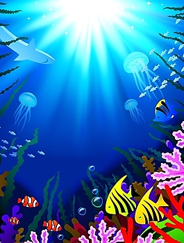 矢量可愛海底的生物素材