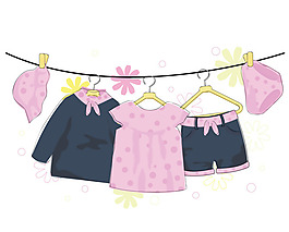 矢量彩色嬰兒服裝圖片素材