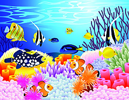 矢量多姿多彩的海洋生物素材