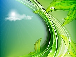 矢量绿色水珠梦幻动感背景