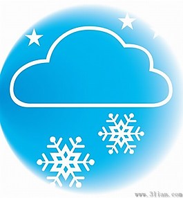 蓝色背景下雪图标