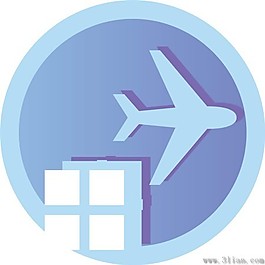 淺藍(lán)色飛機(jī)房子圖標(biāo)