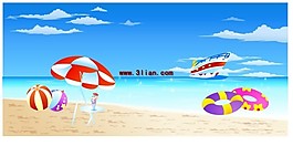 海灘 游泳圈 游艇 海邊休閑