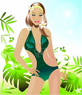 矢量泳裝美女清涼美女圖