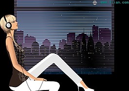 女孩聽音樂