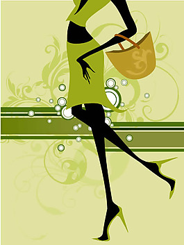 女性与绿色花纹