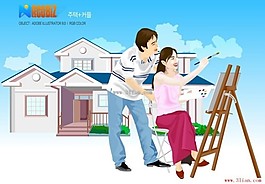 繪畫中情侶