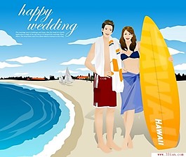 夏日游泳情侶