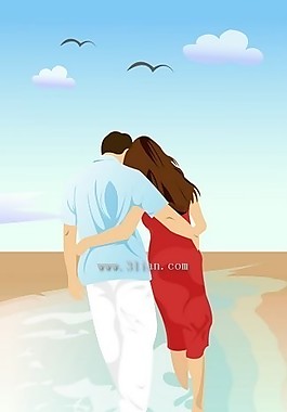 海邊浪漫情侶