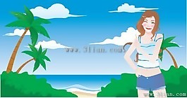 夏日海灘美女