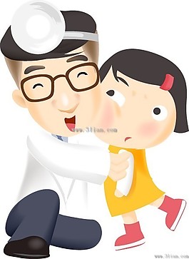 卡通醫(yī)生和小女孩