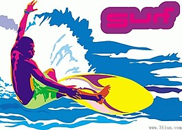 運動人物沖浪