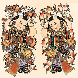 中國傳統圖案童子拜壽