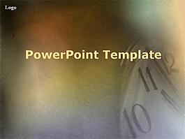 毛玻璃后的時鐘商務PPT模板