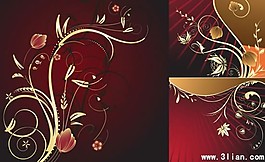 歐式金色花朵花紋