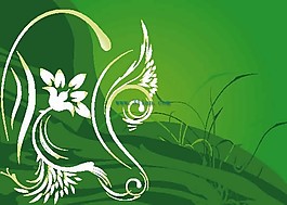矢量绿色潮流花纹