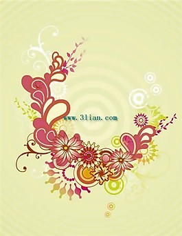 矢量古代花卉花紋