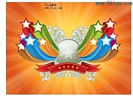 五彩与五角星花纹