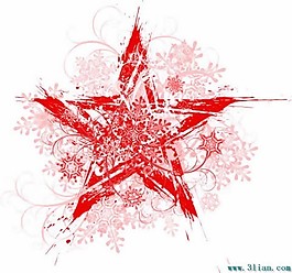 红色五角星花纹