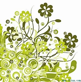 綠色精美花卉花紋