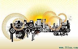 多彩城市建筑花紋