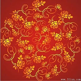 红色富贵花纹