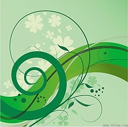 綠色簡約花紋