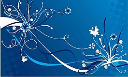 藍(lán)色背景與精美花卉